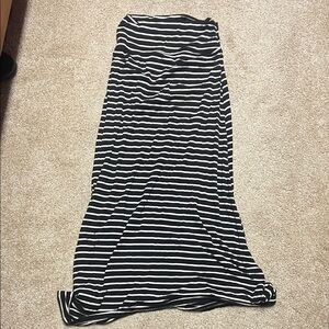 Elegant Black and White Striped Maxi Skirt